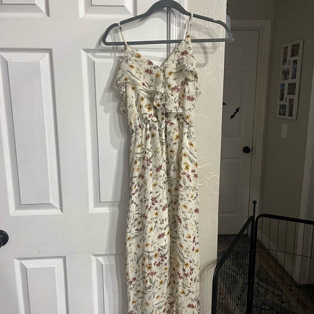 Floral Maxi Dress in Cream and Multicolor